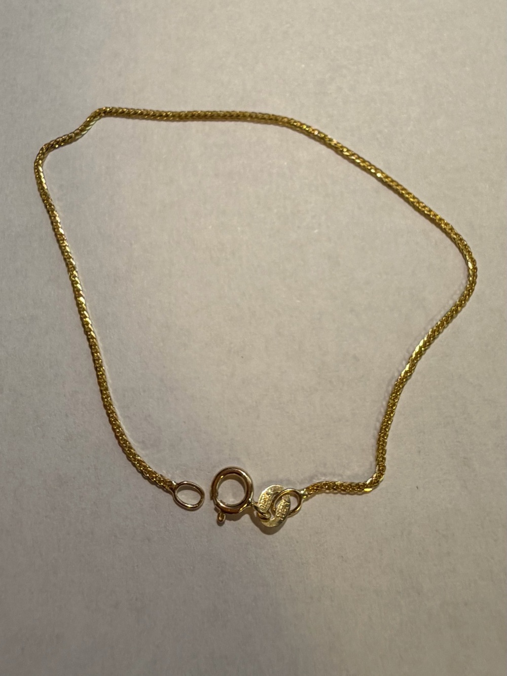 14K Gold Italy Diamond Cut Wheat (Spiga) Chain Bracelet 7”